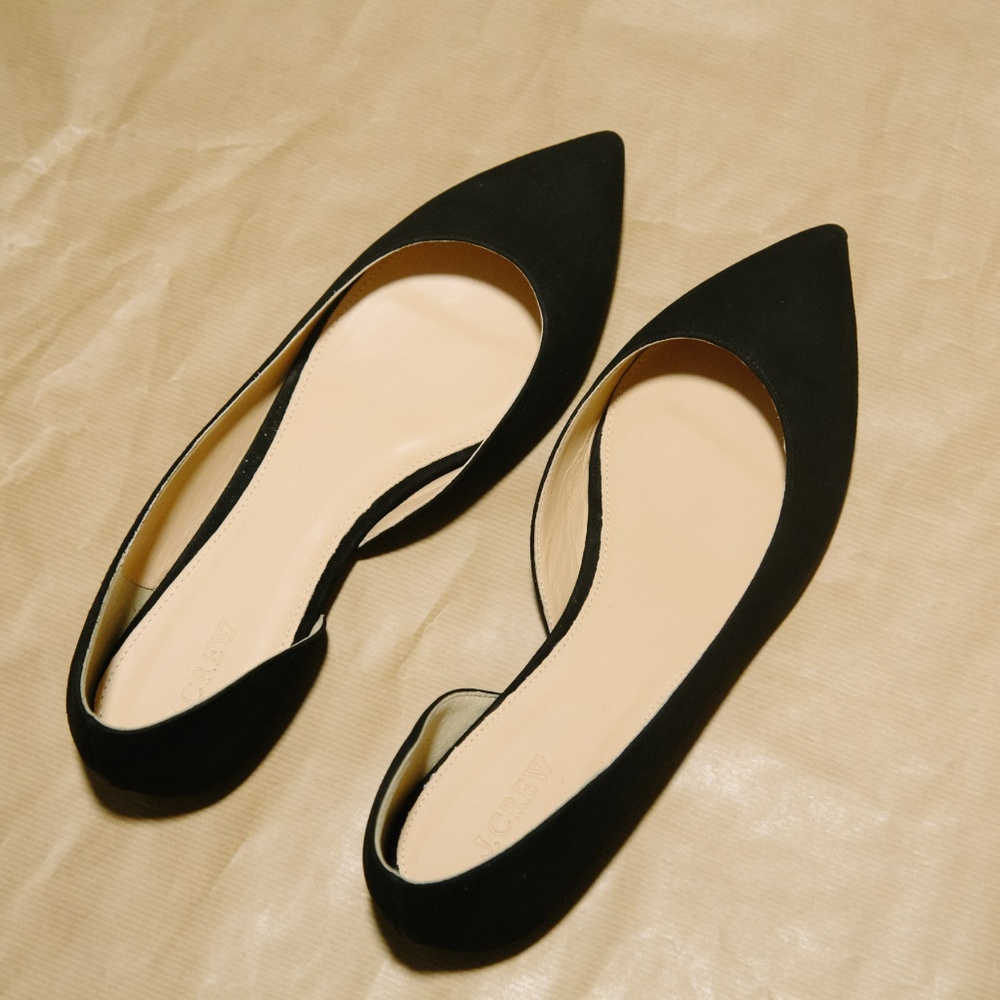 NWT J.Crew Black Suede Flats sz11